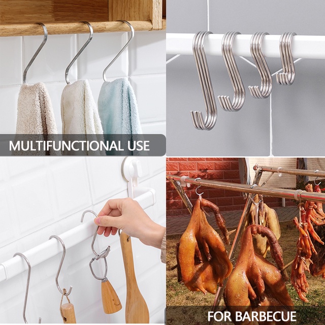Móc chữ S bằng thép không gỉ chống thấm nước và chịu nhiệt dùng trong nhà bếp và nhà tắm