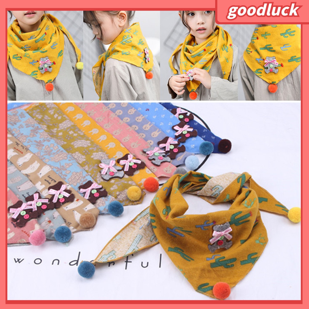 Bộ 3 Khăn Quàng Cổ Hình Tam Giác Họa Tiết Hoạt Hình Dễ Thương Cho Bé
