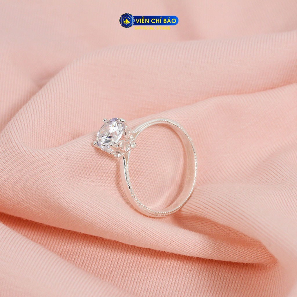 Nhẫn bạc nữ nụ hoa đá trắng chất liệu bạc 925 thời trang phụ kiện trang sức Viễn Chí Bảo N400850