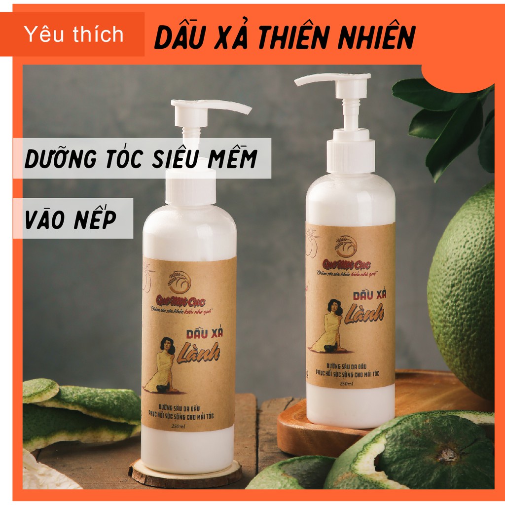 Combo dầu gội bồ kết và dầu xả lành thiên nhiên giúp tóc mềm mượt chắc khoẻ QUÊ MỘT CỤC sạch gàu nấm ngứa 500ml và 250ml