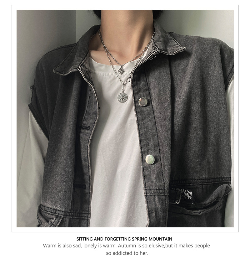 Dây Chuyền Thép Titan Nhiều Lớp Mặt Ngôi Sao Phong Cách Hip Hop Mới 22715