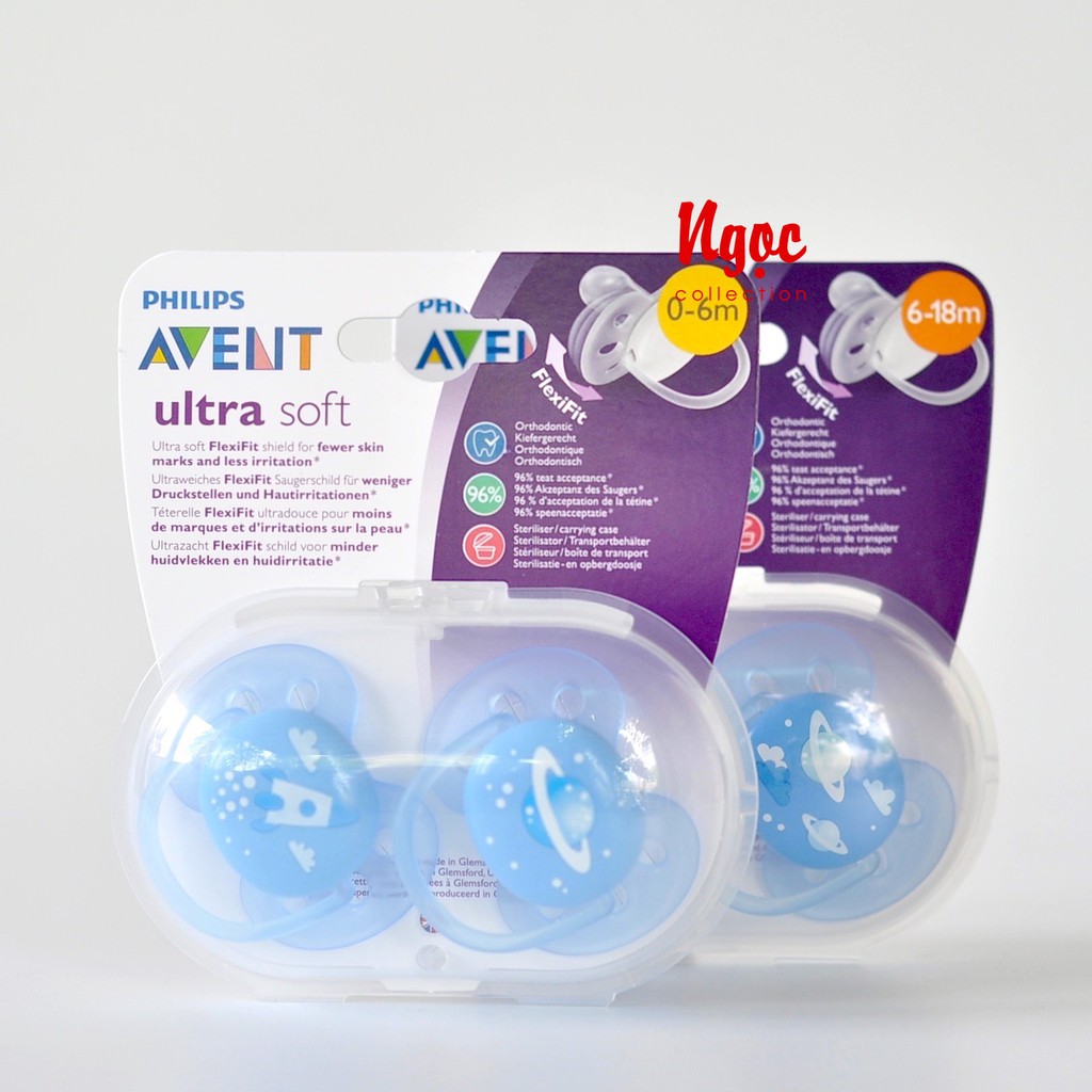 Ty ngậm Philips AVENT siêu mềm cho bé có da nhạy cảm 0-6; 6-18 Tháng