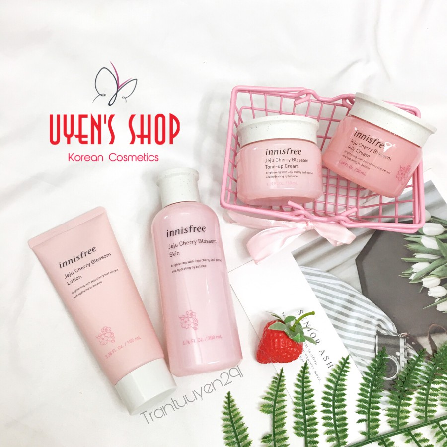 (BÁN LẺ TỪNG MÓN) Nước hoa hồng/ Sữa dưỡng/ Kem dưỡng Innisfree Jeju Cherry Blossom Skin/Lotion