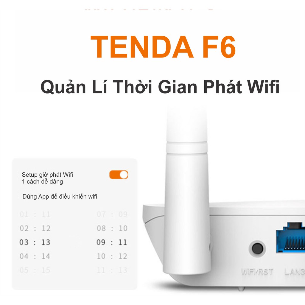 Bộ phát WIFI Tenda F6 Wireless N300, 4 Anten, phát xuyên tường