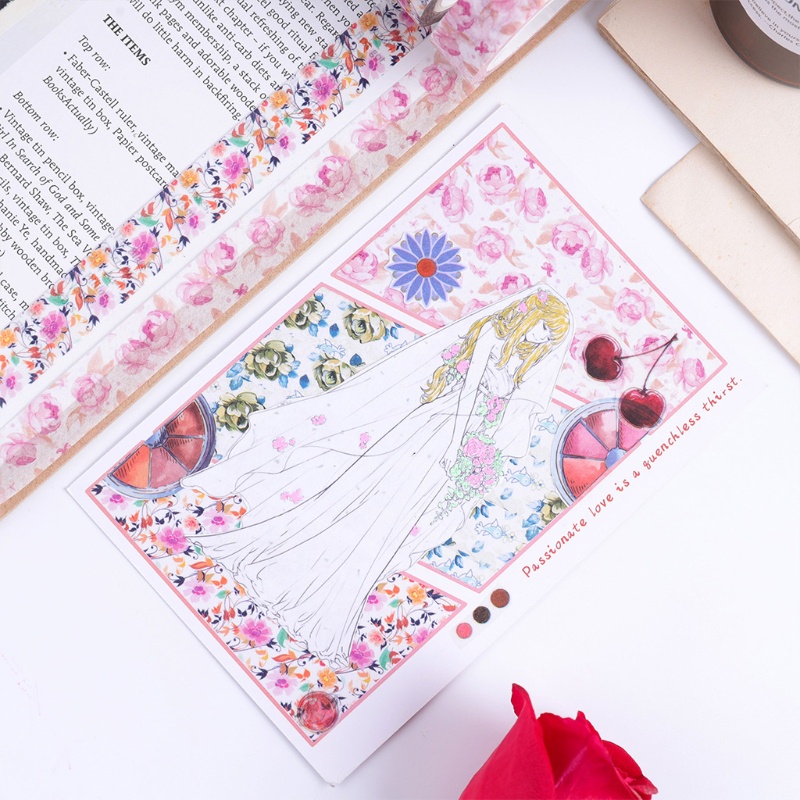 Bộ 24 Cuộn Băng Dính Washi Họa Tiết Hoa Trang Trí Sổ Tay
