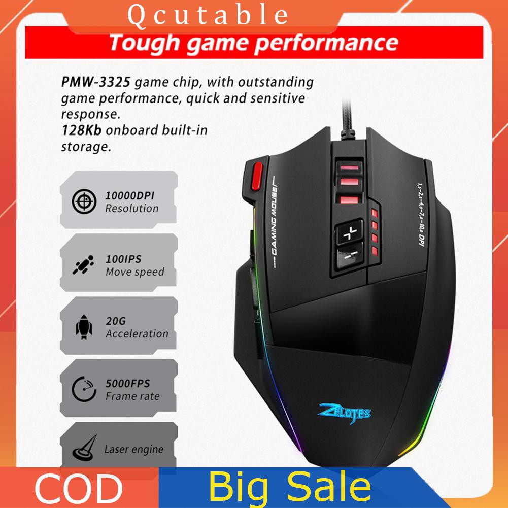 Chuột Gaming Zelotes C-13 13 Phím 10000dpi Có Thể Điều Chỉnh