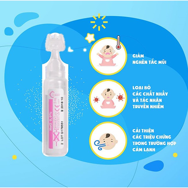 Nước Muối Sinh Lý Physiodose Pháp - Vệ Sinh Mắt Mũi An Toàn Cho Bé - 40 Ống 5ml