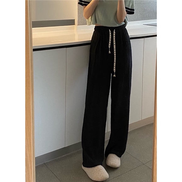 Quần ống rộng lưng thun cạp cao nữ dáng dài 97cm Nu House kèm clip và ảnh thật