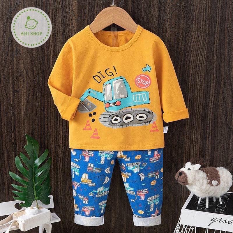 Bộ Cotton Xuất Hàn Dài Tay Kubao Nhiều Mẫu Cho Bé size 8-38kg, Đồ Bộ Thu Đông Dài Tay Mặc Đi Ngủ Đi Lớp