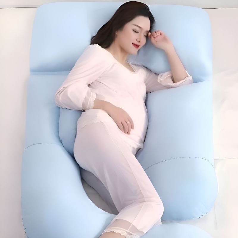 Gối ôm, gối ngủ đa năng chữ J dành cho bà bầu có thể tháo rời tạo tư thế thoải mái chống đau mỏi lưng, vai gáy