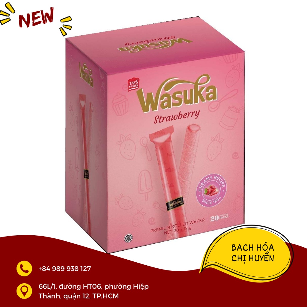 Bánh quế vị socola / phô mai / capuchino / vani / dâu Wasuka hộp 240g