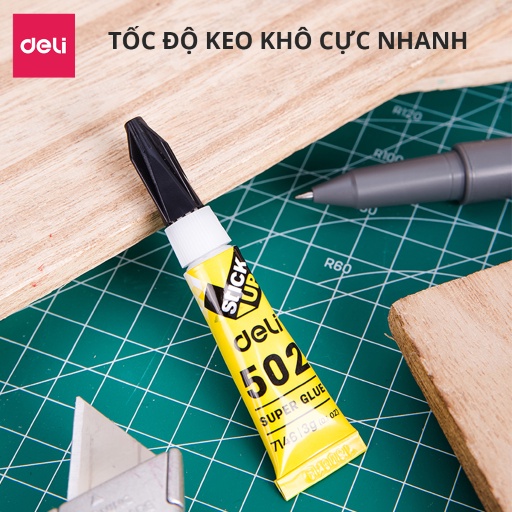 Keo 502 siêu dính cực mạnh Deli - Hồ nước - 8 lọ/hộp - E7146