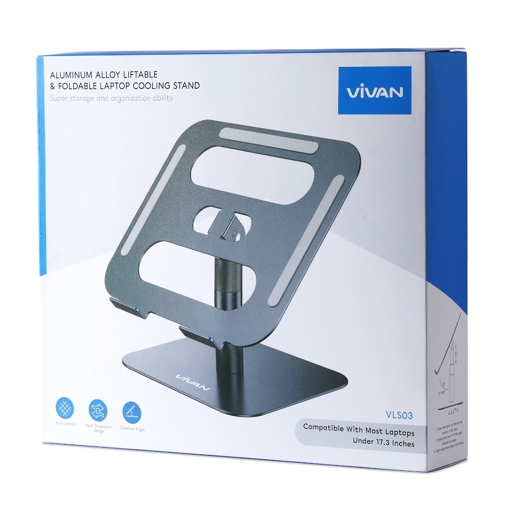 Giá Đỡ Máy Tính Tản Nhiệt Gấp Hợp Kim Nhôm VIVAN VLS03 13-17.3inche