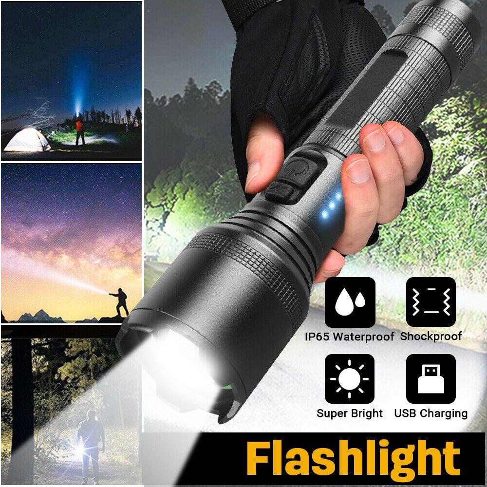 Đèn Pin LED Công Tắc Kép Siêu Sáng Sạc Cổng USB Đa Năng