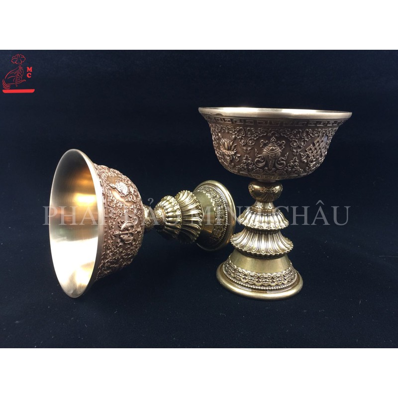 [PHÁP BẢO MINH CHÂU] Chén Đựng Nến Bơ 8 Cát Tường Đồng - CỠ TO, TRUNG