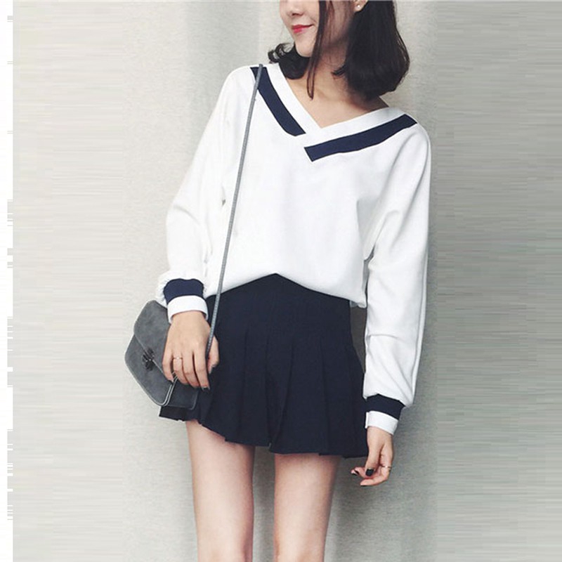 Áo kiểu IELGY tay dài cổ chữ V dáng rộng thời trang cho nữ