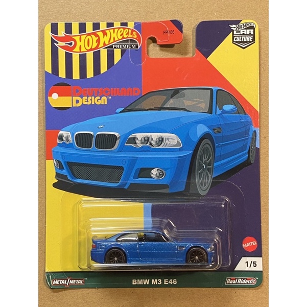 Xe mô hình Hot Wheels Premium BMW M3 E46 set Deutschland Design, màu xanh biển hotwheels bánh cao su