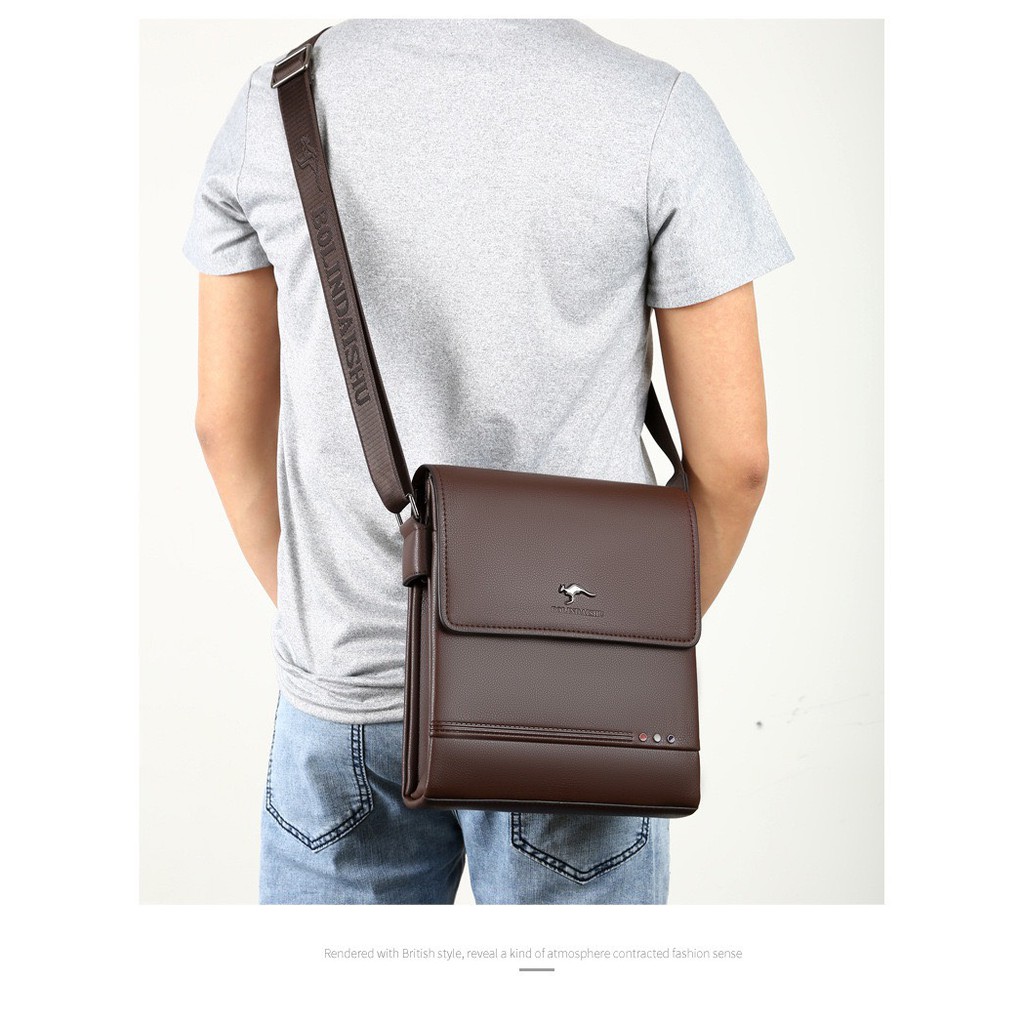 Túi đeo chéo nam da bò T75 BOLINDAISHU ̣27x23x5cm bảo hành 12 tháng (Nâu- Đen) | BigBuy360 - bigbuy360.vn