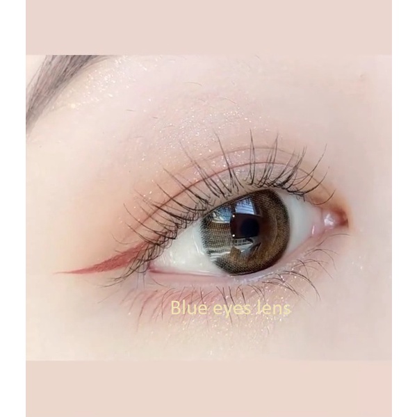 Kính áp tròng thời trang Blue Eyes - SHINE ICE BROWN - Lens  giãn nhẹ màu nâu cam đào  -  Made in Korea