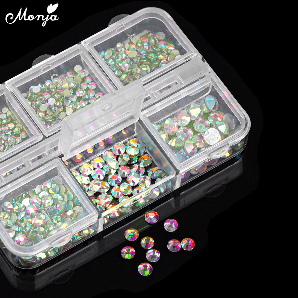 MONJA Hộp 1560 Hạt Đá 3D Lấp Lánh Trang Trí Móng Tay Nghệ Thuật