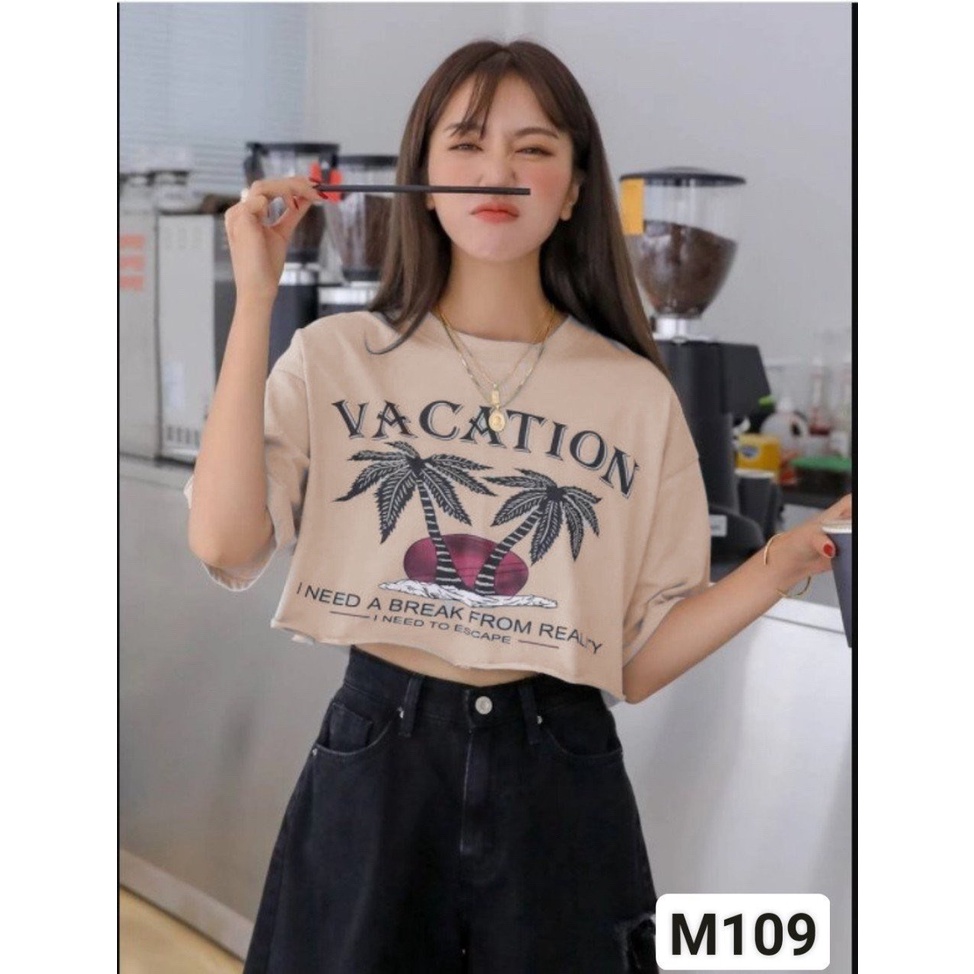 Áo Thun, Áo Croptop Nữ Cổ Tròn Tay Lưng GAV