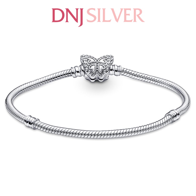 Vòng tay bạc 925 cao cấp - Mẫu vòng Butterfly Clasp Snake Chain, có thể mix thêm hạt charm vào vòng theo ý thích