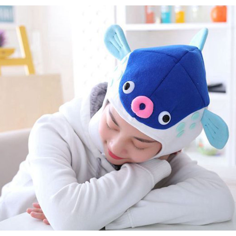 Mũ trùm đầu hình cá nóc nhồi bông dễ thương