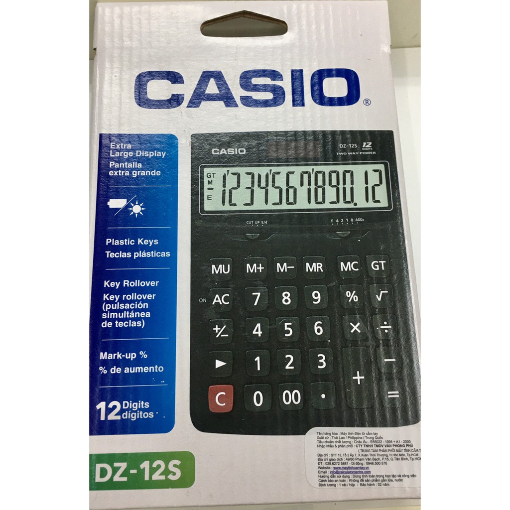 Máy tính Casio DX -12B ( DZ-12S) Calculator- Hàng chính Hãng