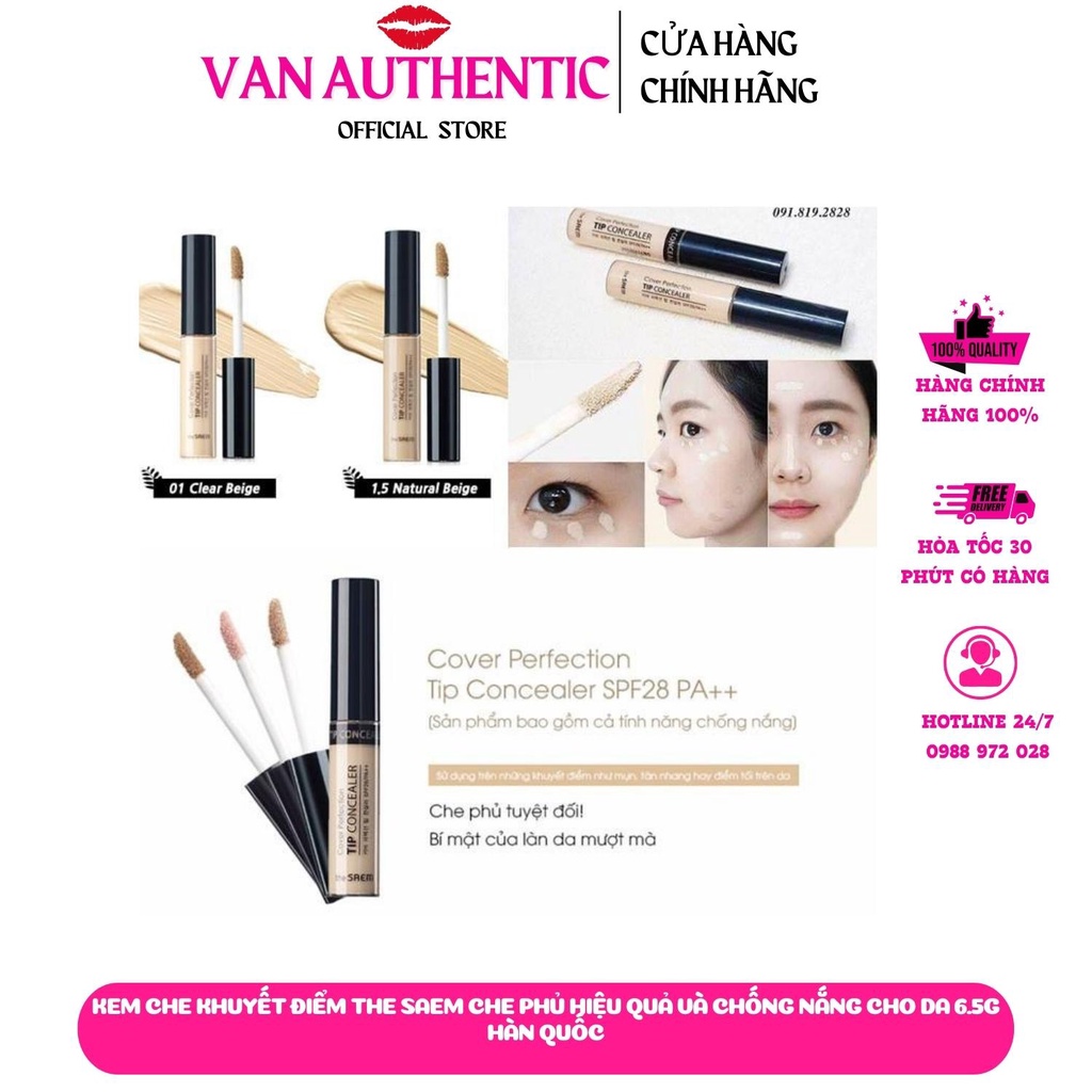 Kem che khuyết điểm The Saem Cover Perfection Tip Concealer (6.5g)