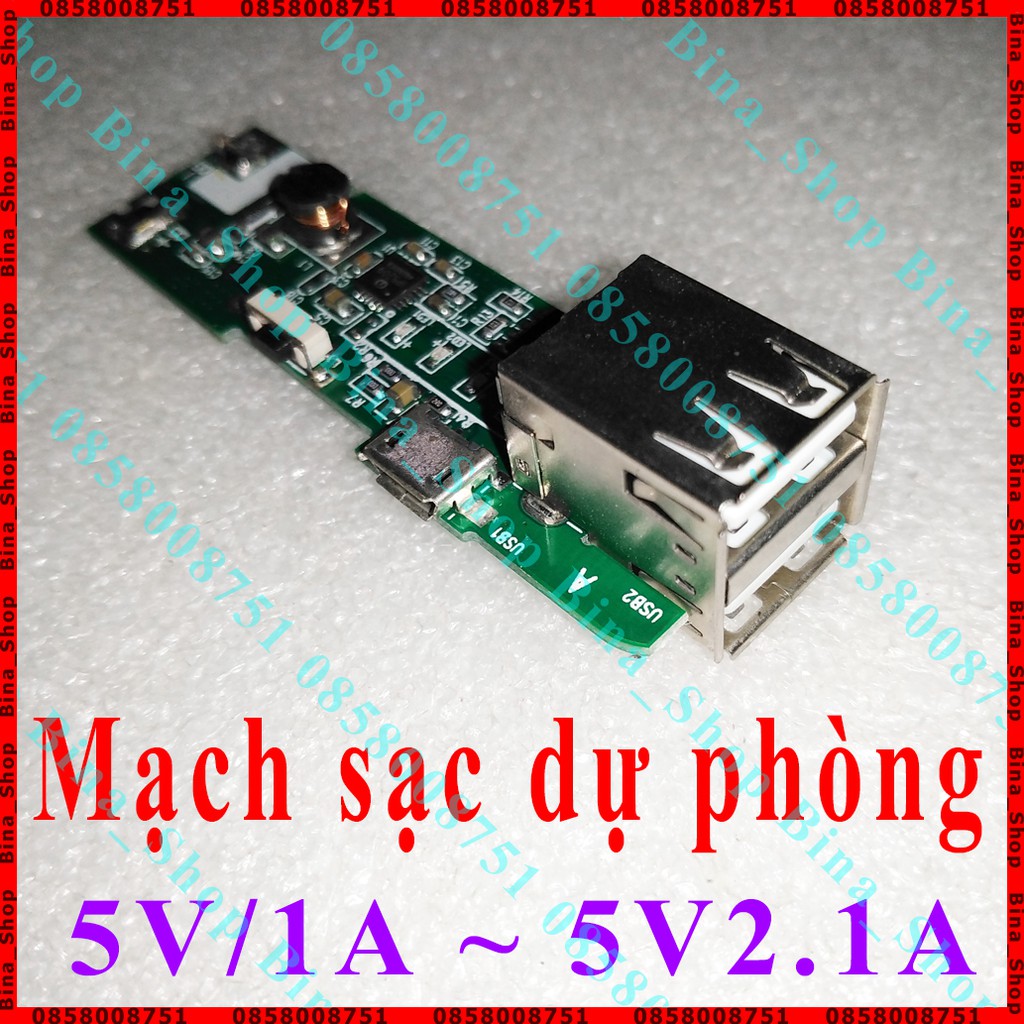 Mạch sạc dự phòng 5V2A 2 cổng USB cũ tháo box