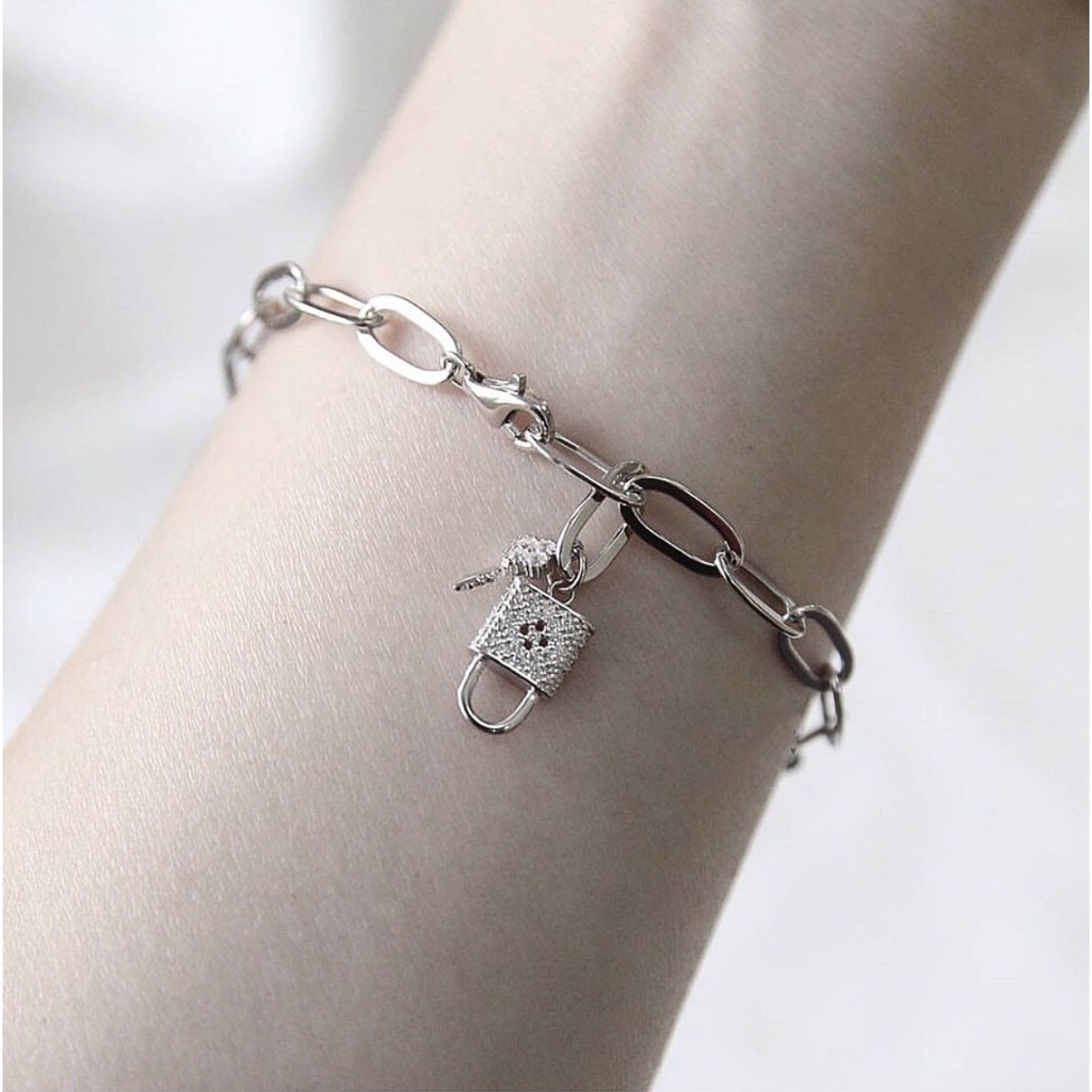 Lắc tay bạc nữ Tlee, vòng tay chìa khóa nạm đá cao cấp - TleeJewelry