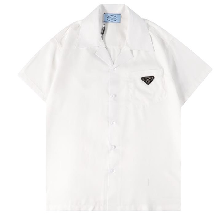 Prada Áo Sơ Mi Nam Ngắn Tay Họa Tiết Hoa Văn