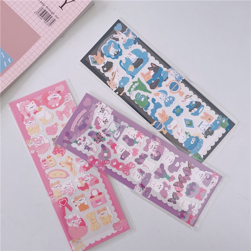 Sticker cute/ Tấm sticker hình dán hologram Pompomroom dễ thương trang trí toploader sổ planner bullet journal Tẻn Tẻn