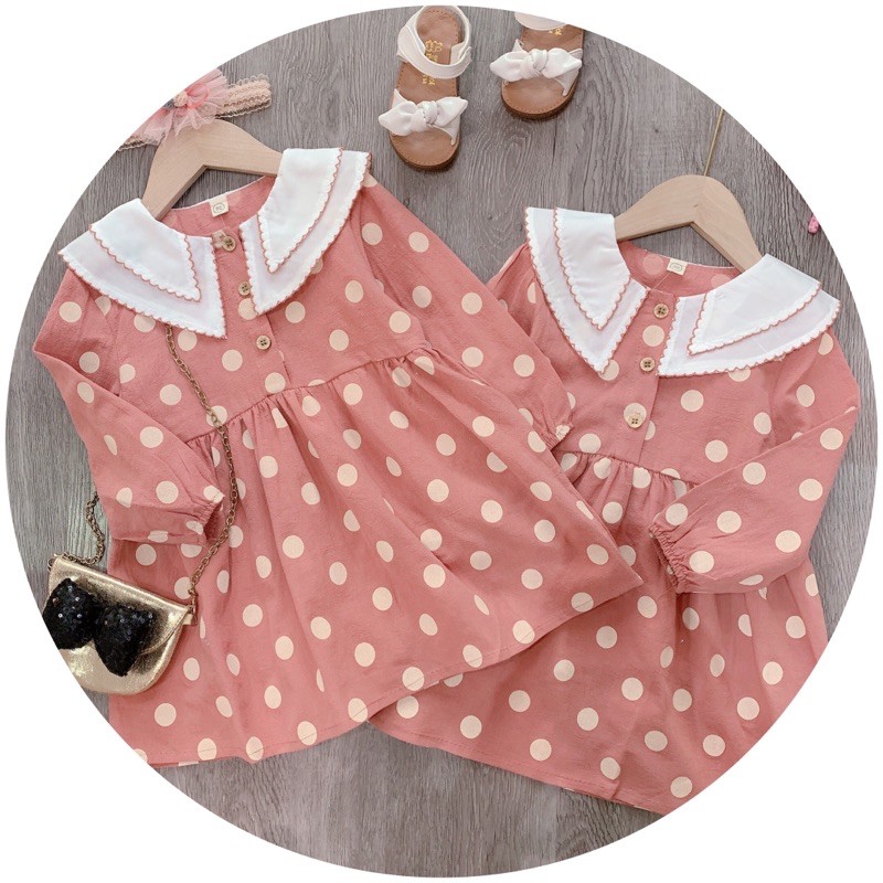 VÁY THÔ CAM CHẤM BI