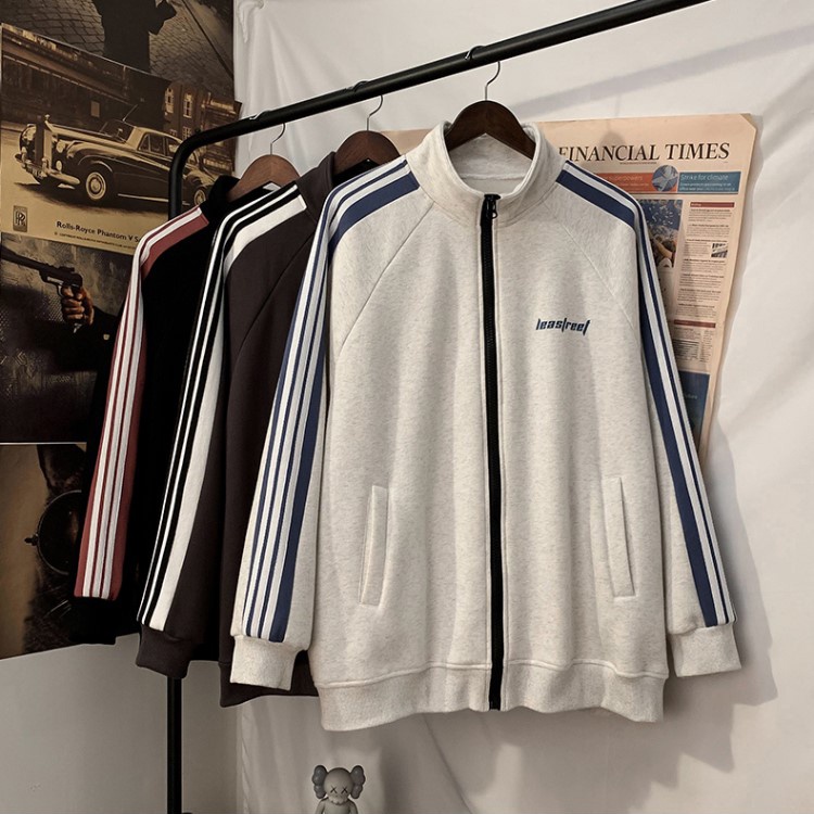 Áo Khoác Thể Thao LeasTreet - MayLinh Shop- Sweater Hoodie Nam Nữ Unisex- Chất Nỉ Gân Dày Đẹp Form Rộng - 3 Sọc Màu Xám