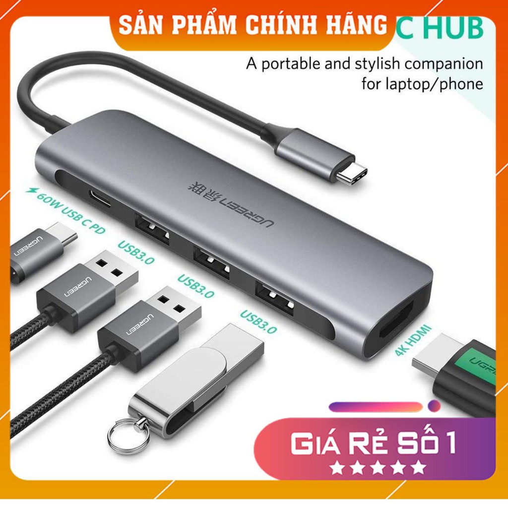 Cáp USB Type-C Sang HDMI/ Hub USB 3.0 Ugreen 50209 Chính Hãng