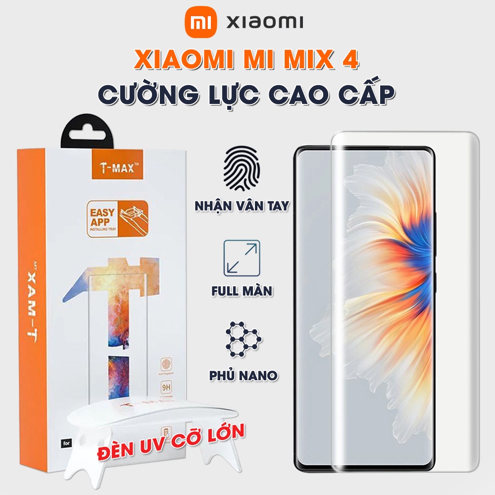 Kính cường lực Xiaomi Mi Mix 4 full màn hình viền cong đèn UV cỡ lớn chính hãng T-Max - Dán màn hình Xiaomi Mi Mix 4