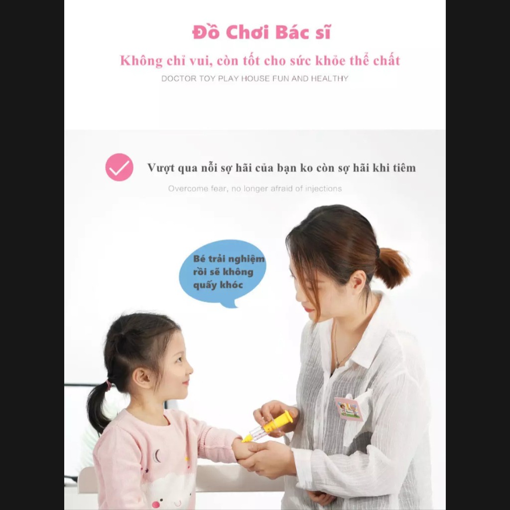 Bộ đồ chơi bác sĩ cho bé 33 chi tiết bổ ích thú vị bằng nhựa ABS cao cấp an toàn cho bé trai và bé gái