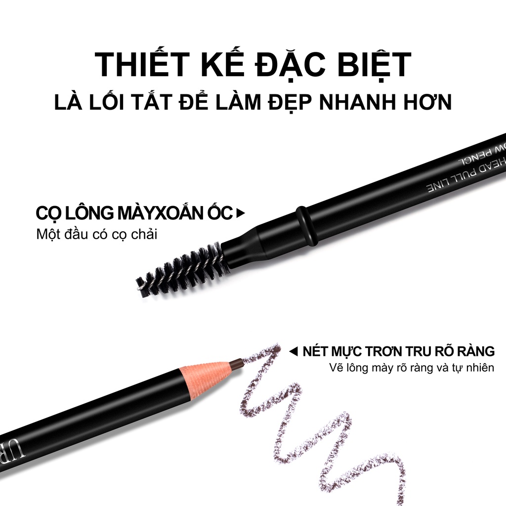 URRACX Chì xé kẻ mày cứng phẩy sợi Eyebrow Pencil xé chống thấm nước lâu trôi nhiều màu