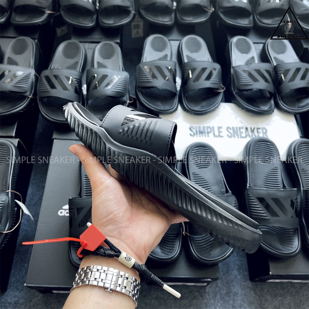 Dép Adidas Alphabounce Auth 🔴Hàng Chính Hãng🔴 Dép Quai Ngang Adidas Nam Alphabounce Full Đen  Simple Sneaker