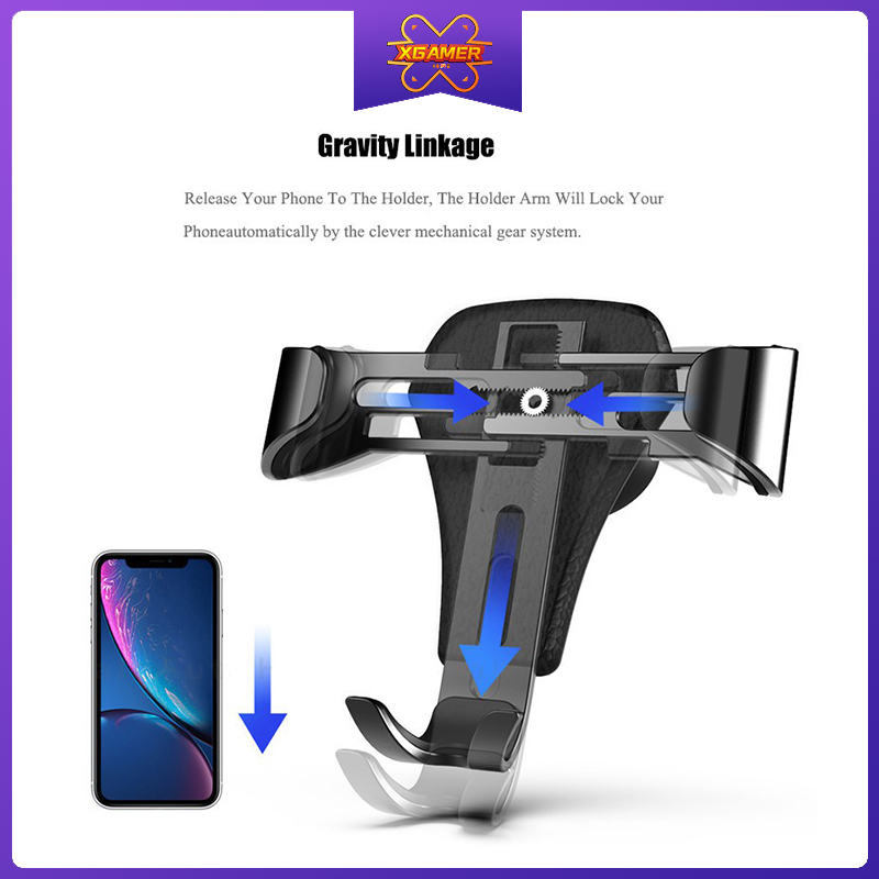 [Ready Stock] XGamer Car Phone Holder For Phone In Car Air Vent Mount Stand No Magnetic Mobile Holder  Gravity Bracket For Phone