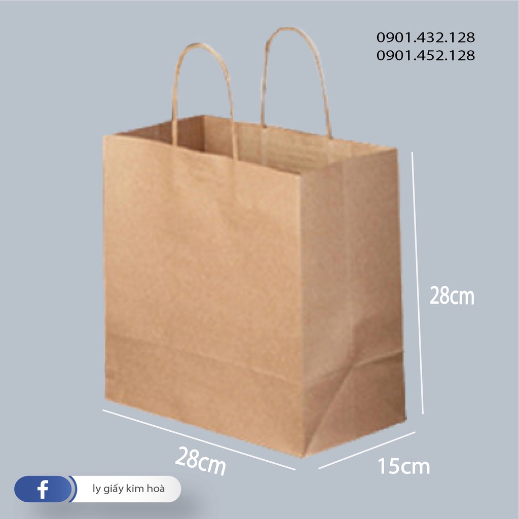 25 Túi giấy kraft có quai số 3 (28 X 15 X 28)