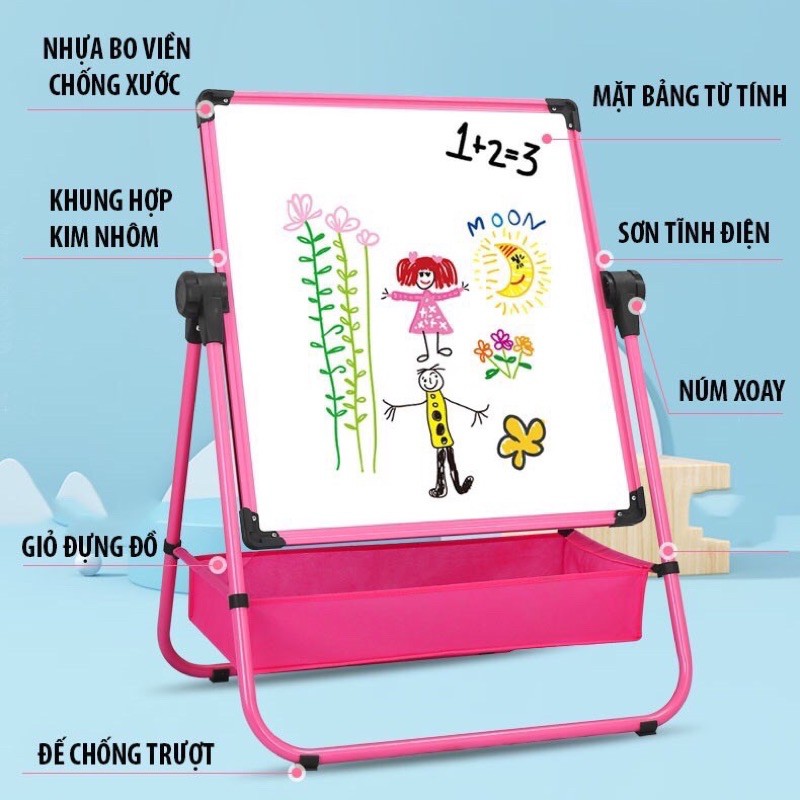 ( Sẵn Hàng ) Bảng Vẽ Trẻ Em Hai Mặt Từ Tính, Bảng flipchart 2 mặt cho bé , Tặng Full Qùa