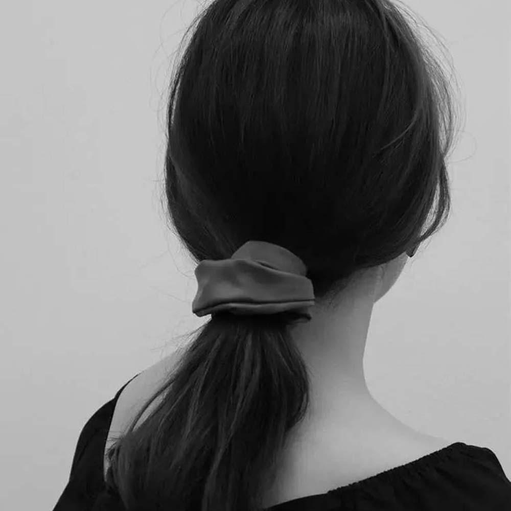Dây Buộc Tóc Scrunchies Chất Liệu PU Lấp Lánh Phong Cách Retro Pháp Đơn Giản