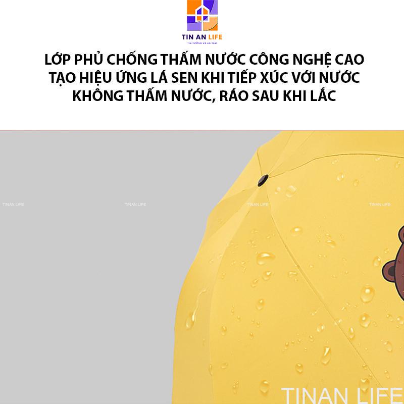Ô Dù Đi Mưa Đi Nắng Gấp Gọn, Họa Tiết Gấu Thỏ, Chống UV