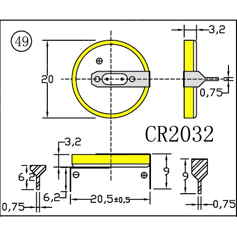 Pin nuôi nguồn Lithium CR2032 3V hàn chân