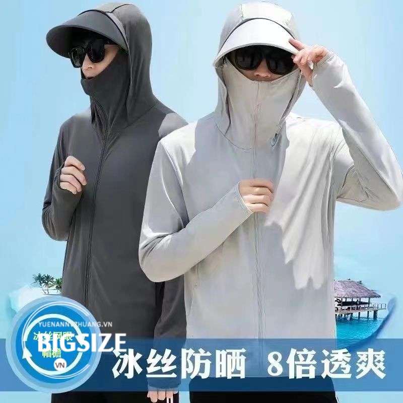 Áo chông nắng Nam ⚡️𝐁𝐈𝐆𝐒𝐈𝐙𝐄⚡️ Áo khoác chông nắng hoodie mỏng form rộng tay dài thoáng khí Chống tia mùa hè Phong cách hàn quốc cho người mập béo Nam