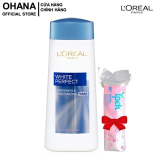 [Tặng Bông] Nước Hoa Hồng Trắng Da, Se Khít Chân Lông L'Oreal Paris White Perfect Whitening & Moisturizing Toner 200ml