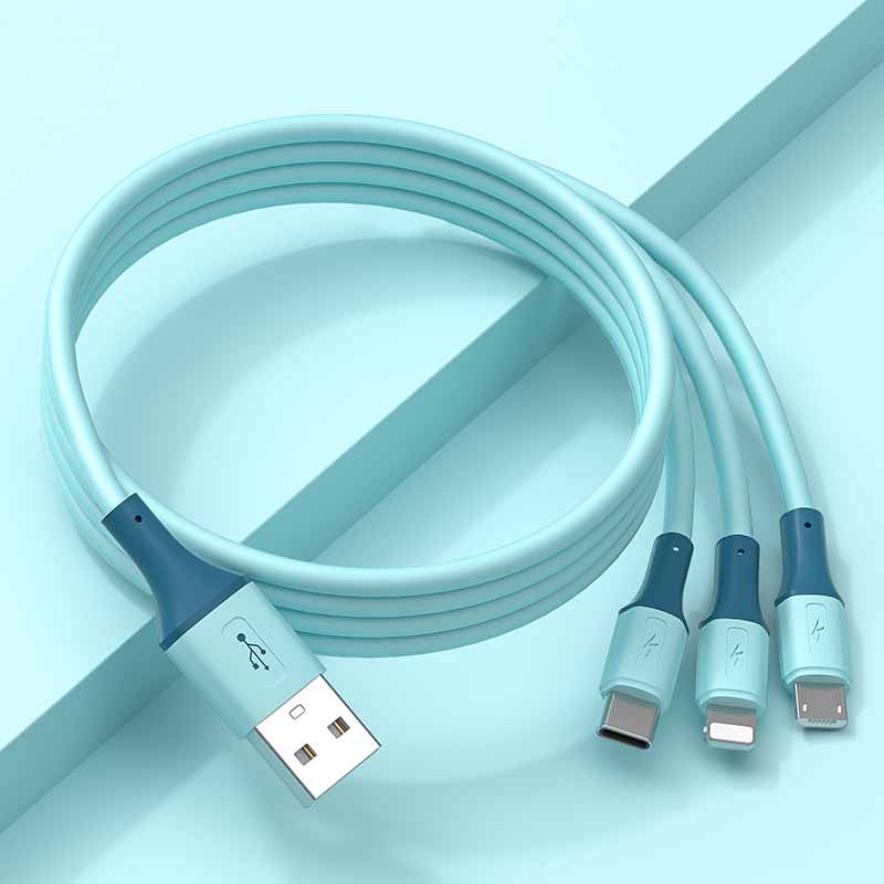 Dây Cáp Sạc Nhanh Micro Usb Loại C Bằng Silicone Lỏng 3 Trong 1