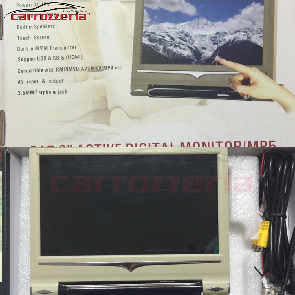 Màn hình gối đầu ô tô dạng kẹp CARROZZERIA 9inch